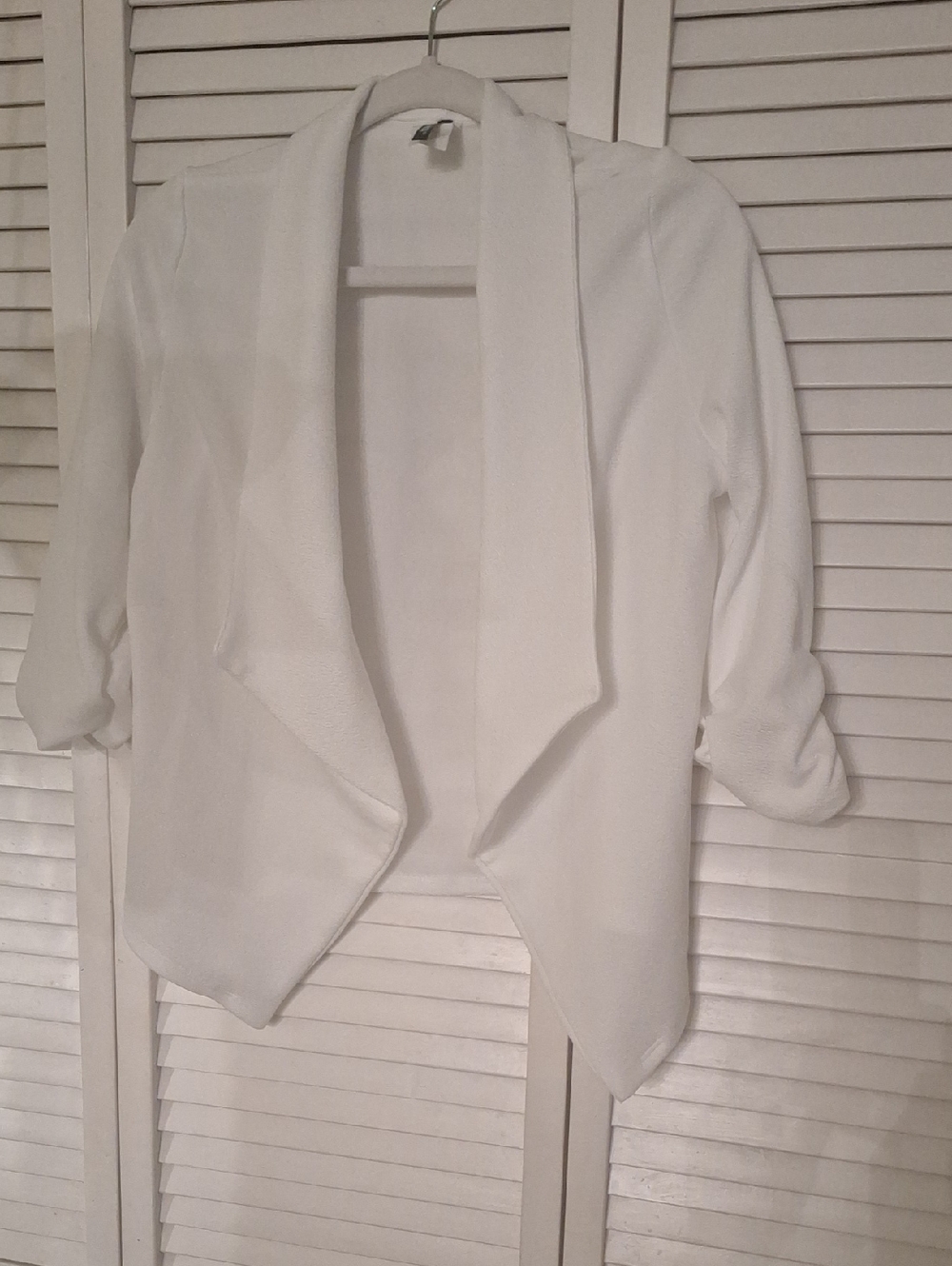 Women's White Draped Open-Front Blazer Jacket